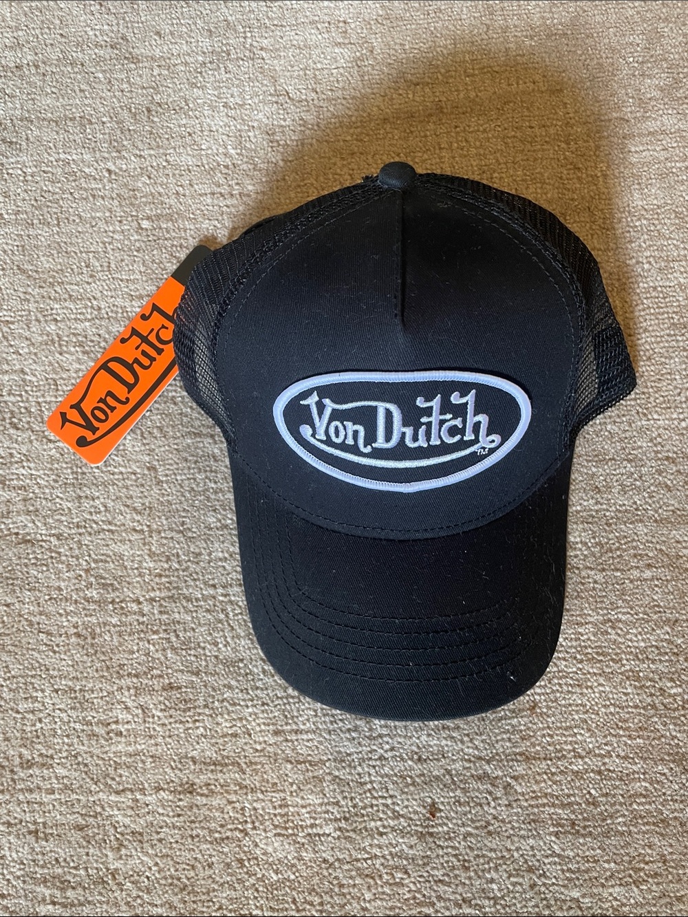 Von Dutch Black Trucker Hat with White Logo